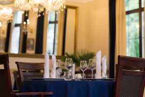 The elegant restaurant decor